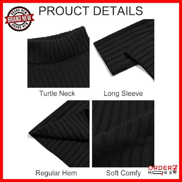 Chunky Cable Knit Turtleneck Sweater Slim Fit Mens Winter Pullover - Picture 6 of 6